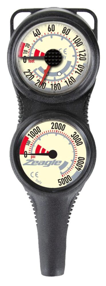 Zeagle Combo 2 Gauge SPG MDL with Black Hose, Dive Instrument