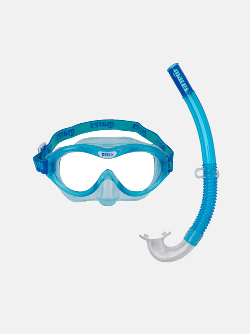 Combo DILLY Youth Snorkel Gear, Soft-Seal Silicone Mask and Splash-Guard Snorkel for Kids