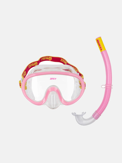 Combo JELLY Junior Snorkel Gear, Soft-Seal Silicone Mask and Splash-Guard Snorkel for Kids