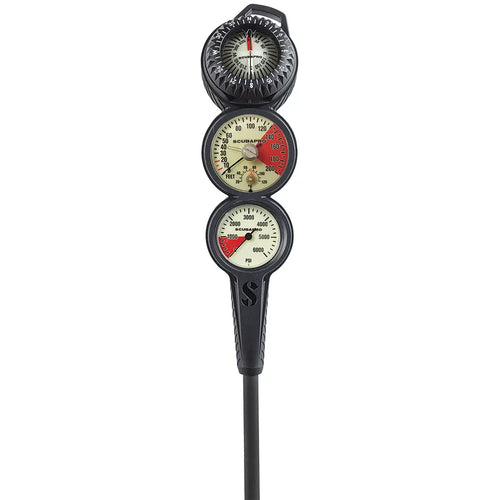 Scubapro 3-Gauge In-Line Console with Metal Compact PG, Dive Instrument