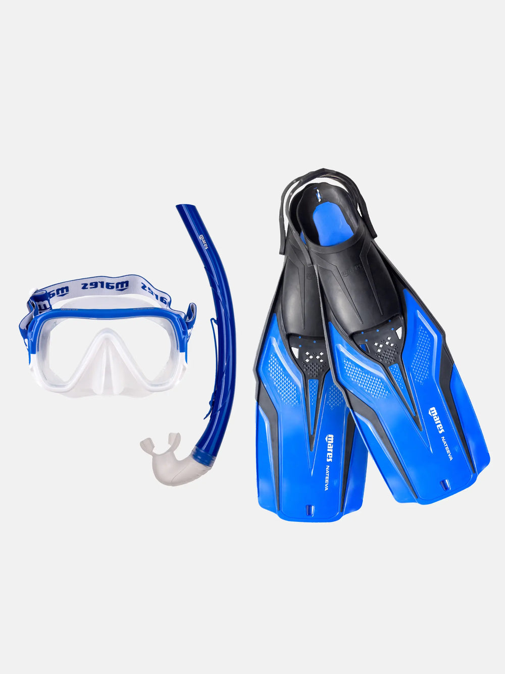 Set Nateeva Keewee, Mask Snorkel Fins Combo, Comfortable All Ages Kit