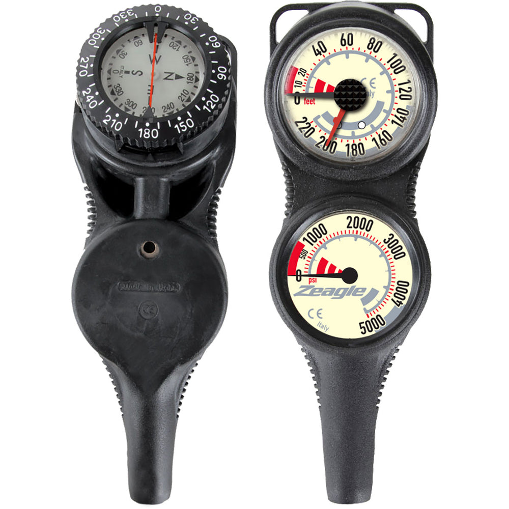 Zeagle Slimline Co-Pilot Console with Black Hose, Dive Instrument