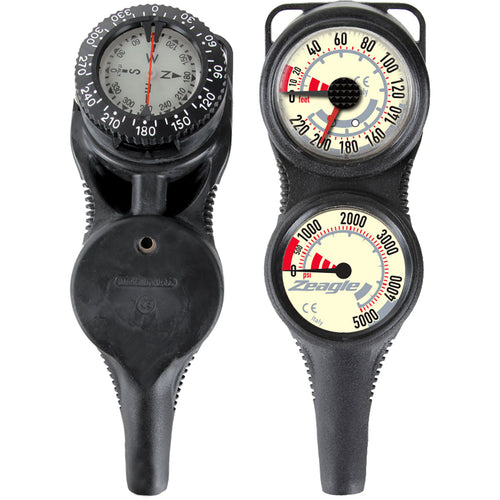 Zeagle Slimline Co-Pilot Console with Black Hose, Dive Instrument
